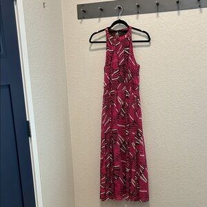 Mauve Fuchsia Geometric Halter Maxi Dress